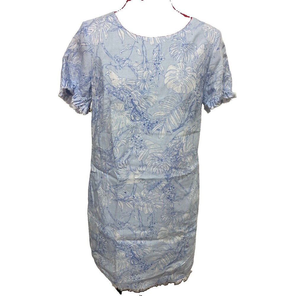 Tommy Bahama Women’s 100% Linen Blue Parrot Dress Size XS